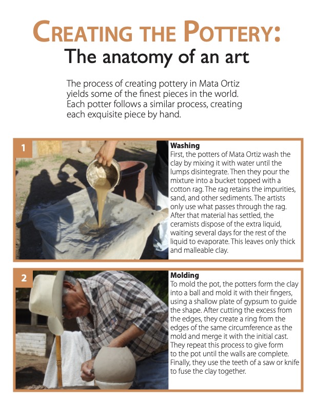 A handout sheet detailing steps for creating pottery.