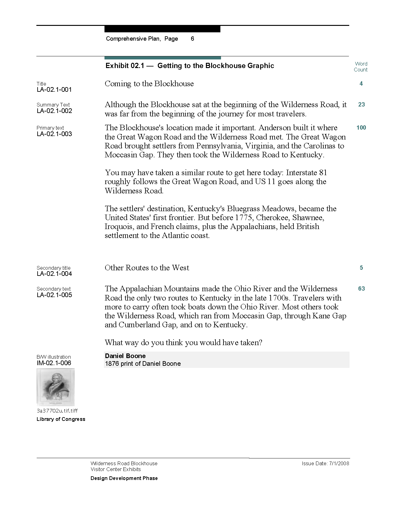 A museum exhibition script page.